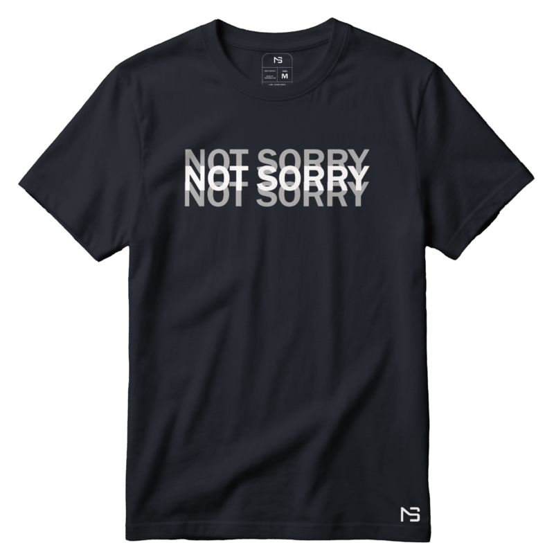NOT SORRY — Shadow Repeat Tee (Deep Black)