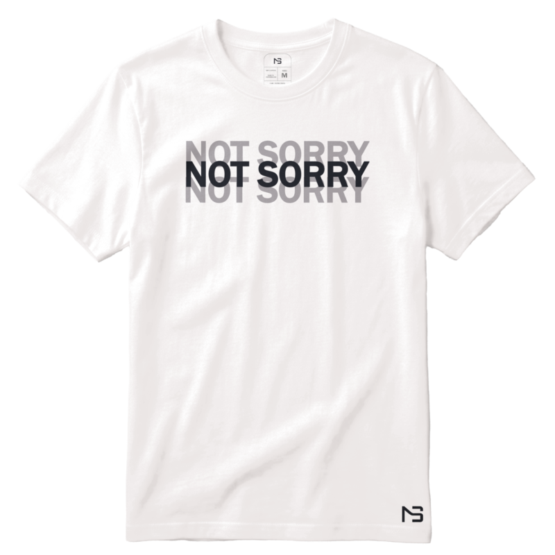 NOT SORRY — Shadow Repeat Tee (White)